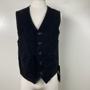 NEW NWT Joshua Ross Black Pig Suede Vest Medium